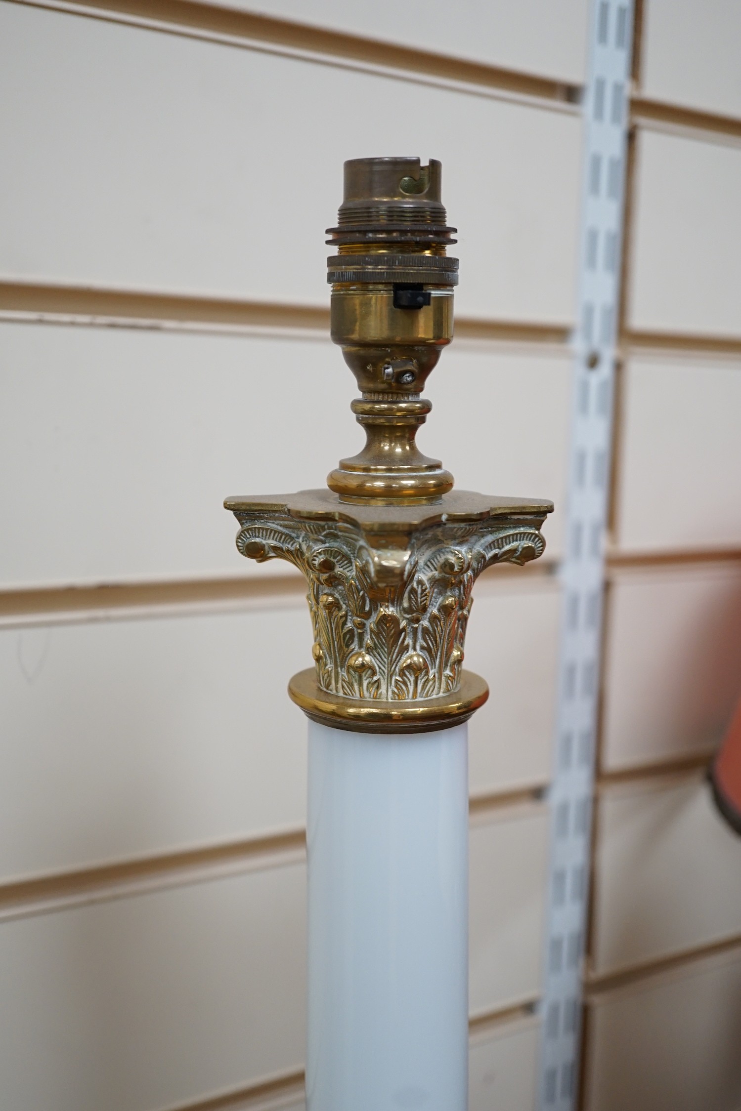 Two Corinthian column table lamps